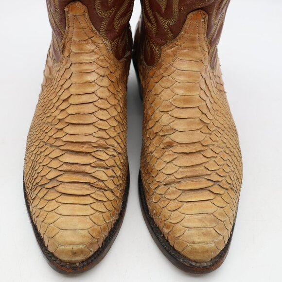 Tony Lama 8113 Exotic Python Brown Label Men's Size 8 D Western Cowboy Boots - Picture 12 of 14